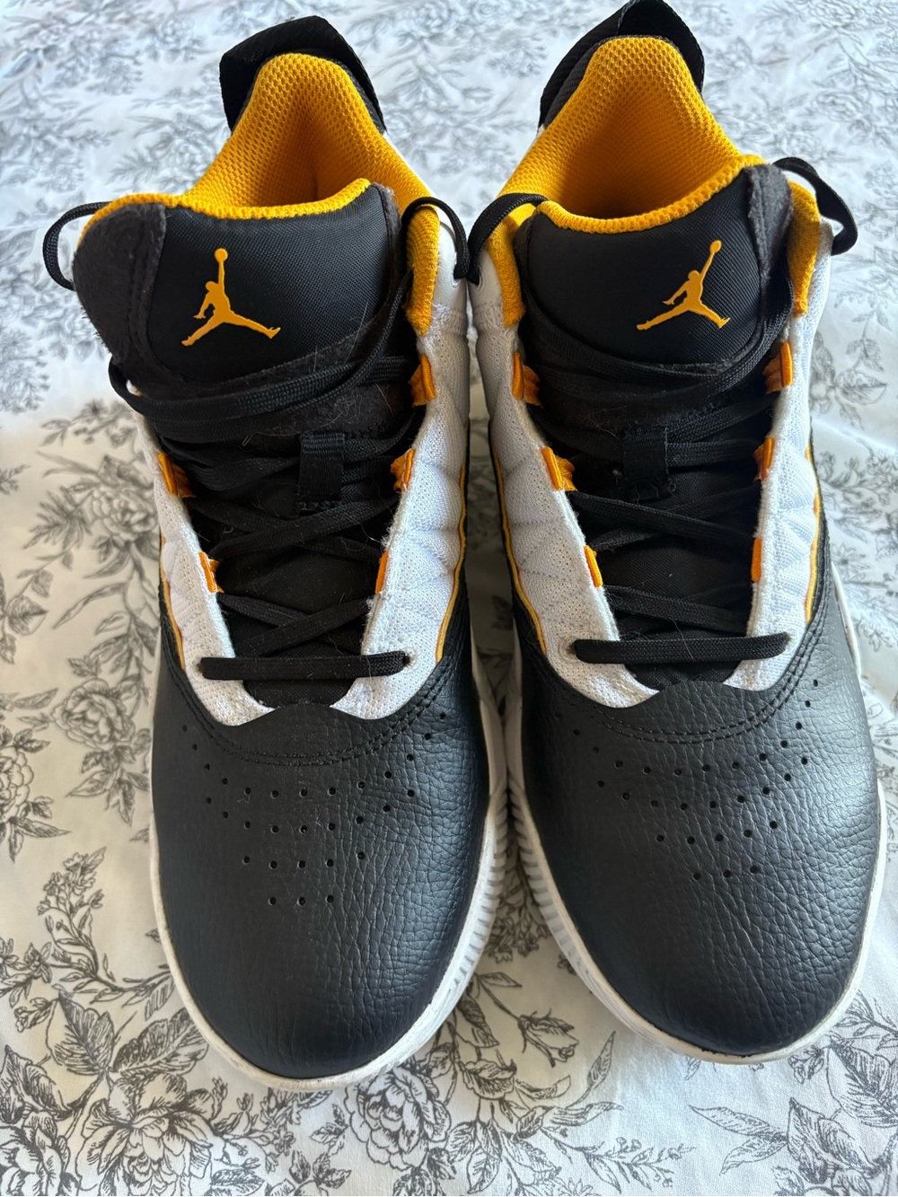 Jordan Kids Black, White and Yellow Low-Top Sneakers